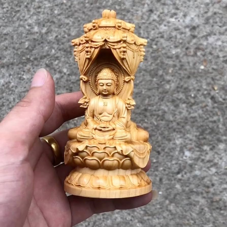 Amazon｜木彫りの仏像 阿弥陀三尊 【 阿弥陀如来 観音菩薩 勢至